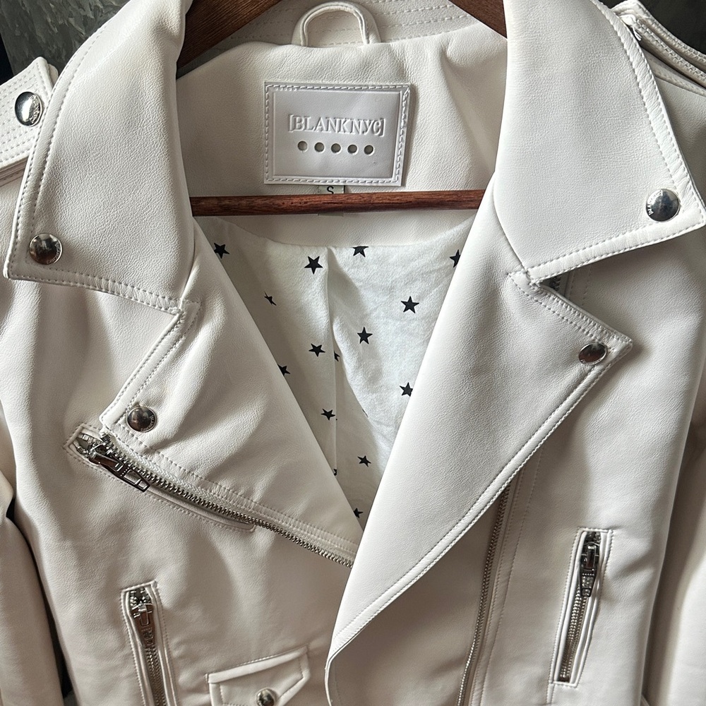 Blank NYC Women's Off-White Leather -look like Moto Jacket